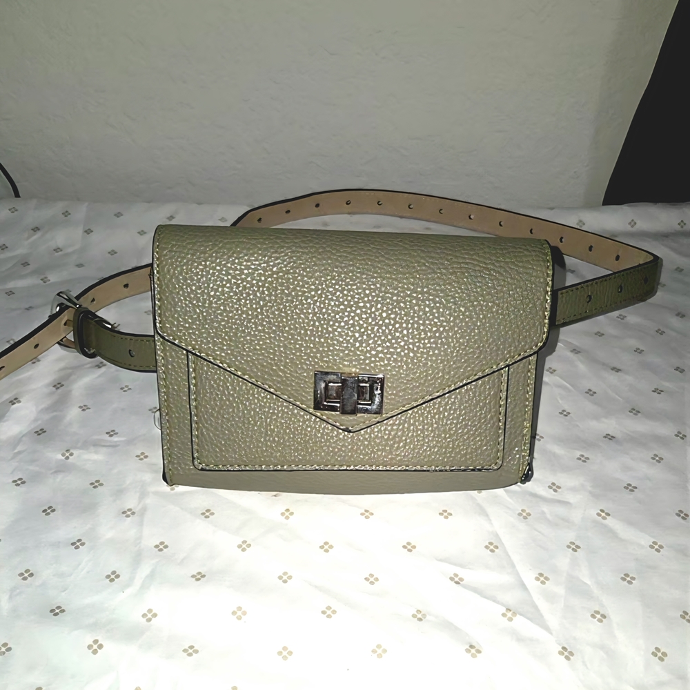 Olive Green Faux Leather Belt Bag